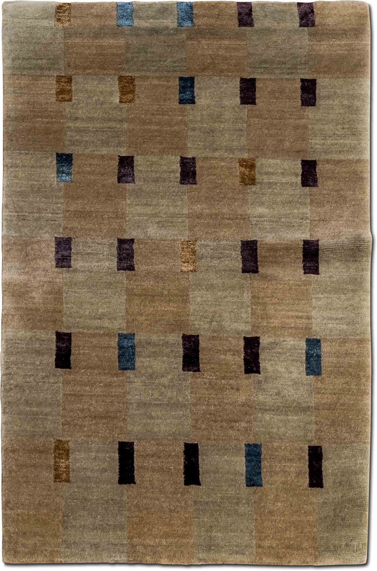 Tonal Checkerboard — Hand-Knotted Wool Rug