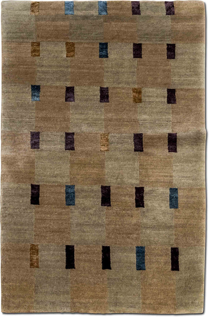 Tonal Checkerboard — Hand-Knotted Wool Rug