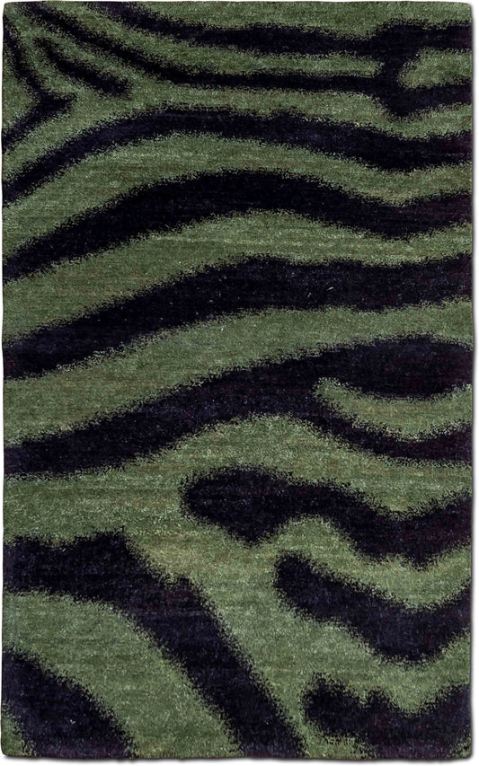 Tufenkian Green & Black — Hand-Knotted Wool Rug, 5′ × 3′