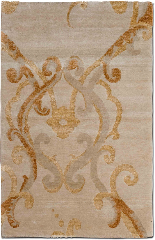 Tufenkian Assumed Arabesque Brulee — Hand-Knotted Wool & Silk Rug, 5′ × 3′