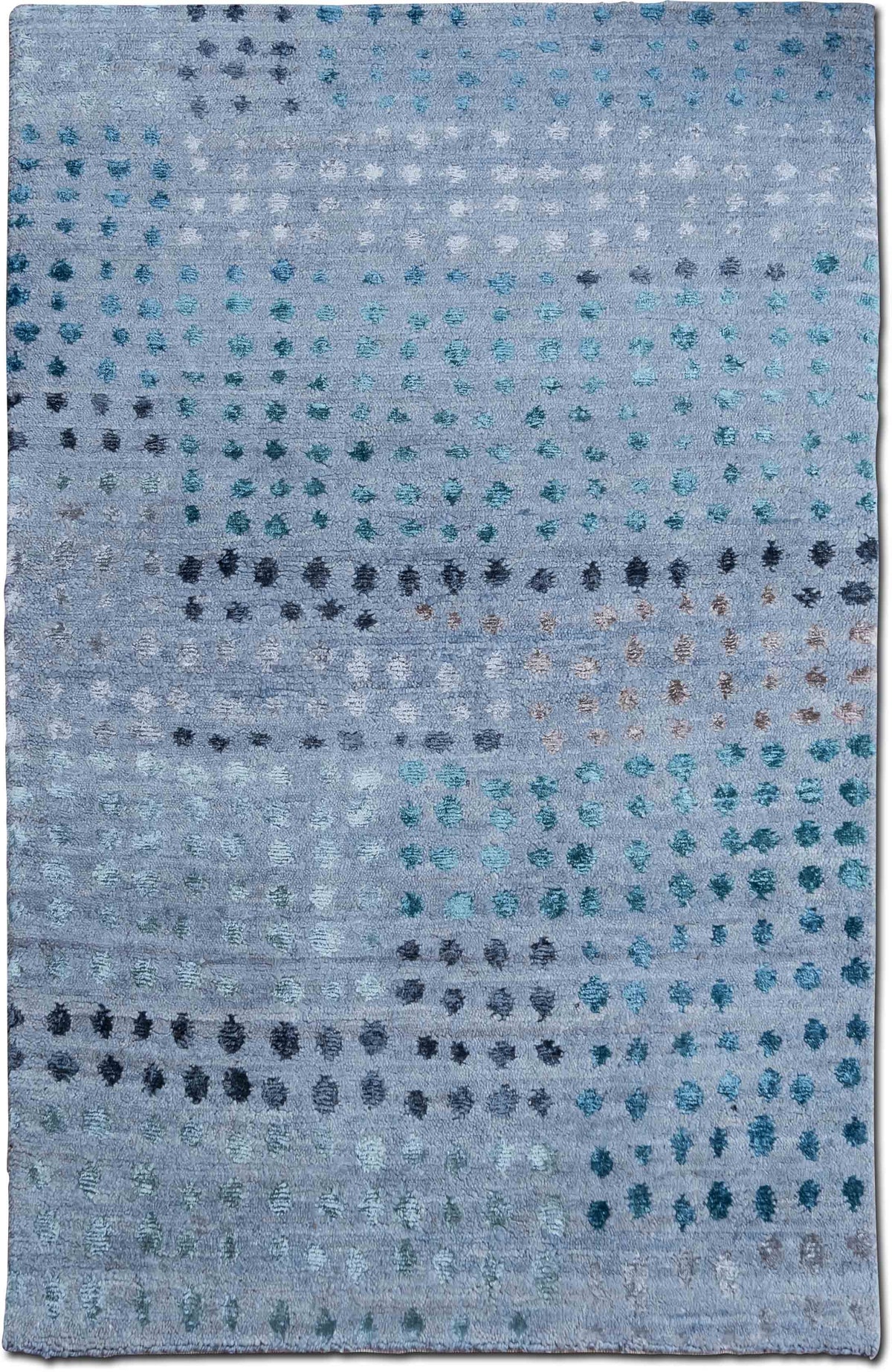 Tufenkian Spangle Ocean Grey — Hand-Knotted Wool & Bamboo Silk Rug, 5′ × 3′