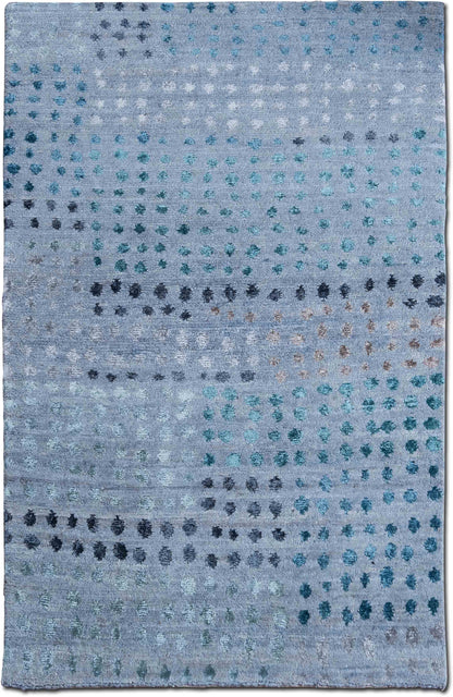 Tufenkian Spangle Ocean Grey — Hand-Knotted Wool & Bamboo Silk Rug, 5′ × 3′