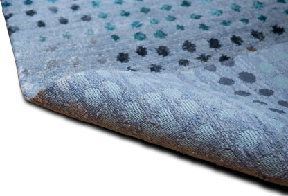Tufenkian Spangle Ocean Grey — Hand-Knotted Wool & Bamboo Silk Rug, 5′ × 3′