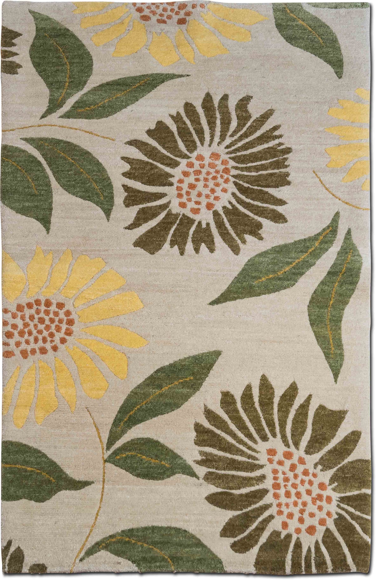 Summer Gardens Sunflower — Hand-Knotted Wool Rug, 5′ × 3′