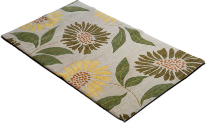 Summer Gardens Sunflower — Hand-Knotted Wool Rug, 5′ × 3′