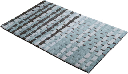 Tufenkian Stacked Blocks — Hand-Knotted Wool & Silk Rug, 5′ × 3′