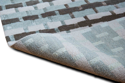 Tufenkian Stacked Blocks — Hand-Knotted Wool & Silk Rug, 5′ × 3′
