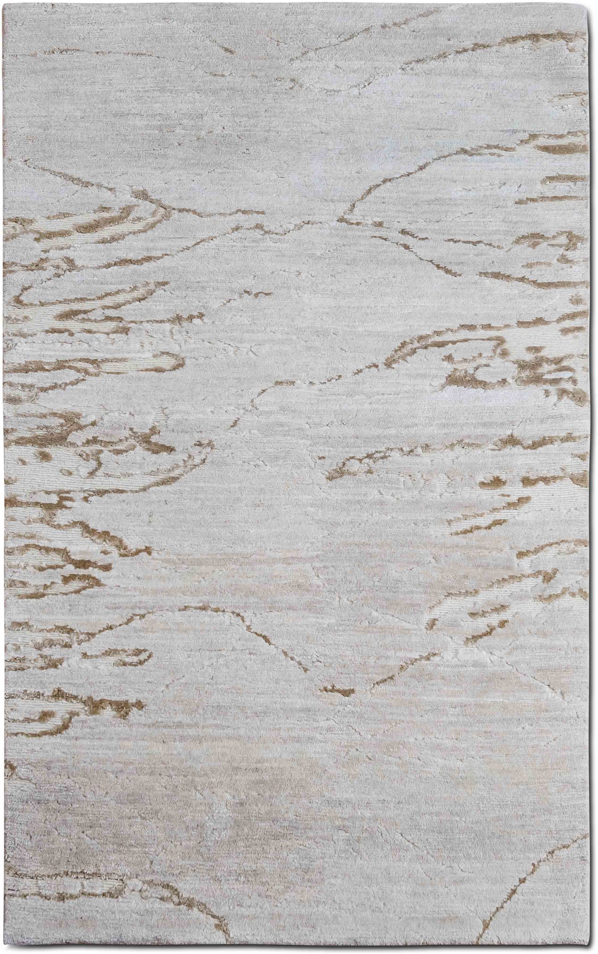 Tufenkian Here & There Glacier — Hand-Knotted Wool & Silk Rug, 5′ × 3′