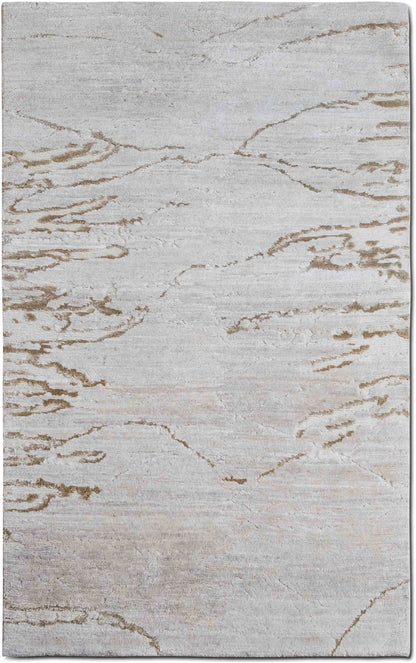 Tufenkian Here & There Glacier — Hand-Knotted Wool & Silk Rug, 5′ × 3′