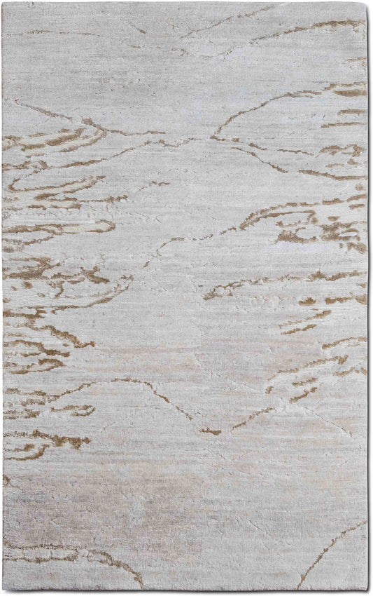 Tufenkian Here & There Glacier — Hand-Knotted Wool & Silk Rug, 5′ × 3′