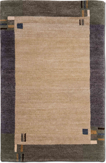 Tufenkian Kensington White Chocolate — Hand-Knotted Wool Rug, 5′ × 3′