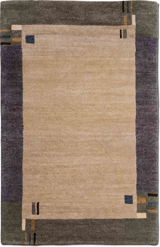 Tufenkian Kensington White Chocolate — Hand-Knotted Wool Rug, 5′ × 3′
